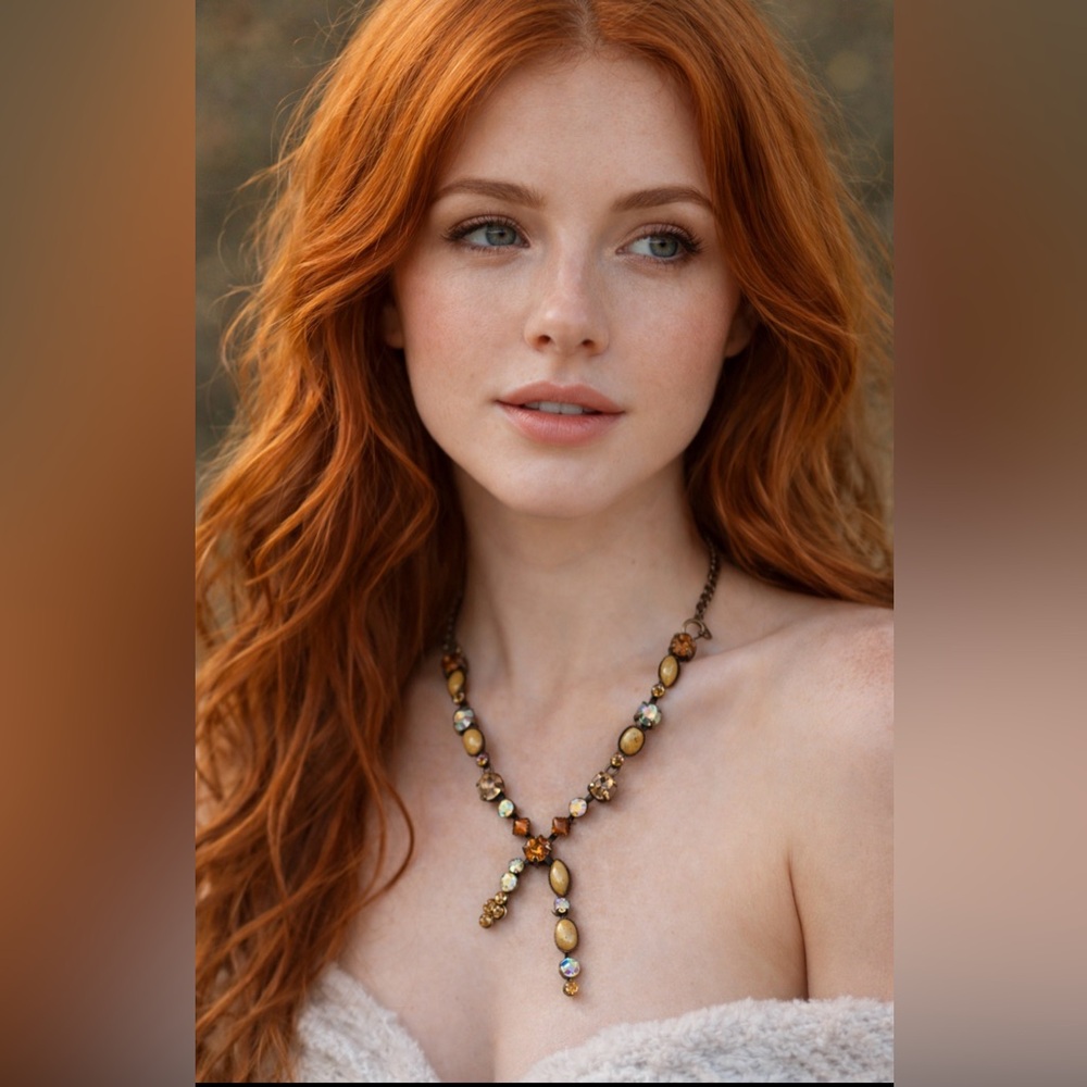 Vintage cookie Lee Crystals & Glass Cat Eye Necklace